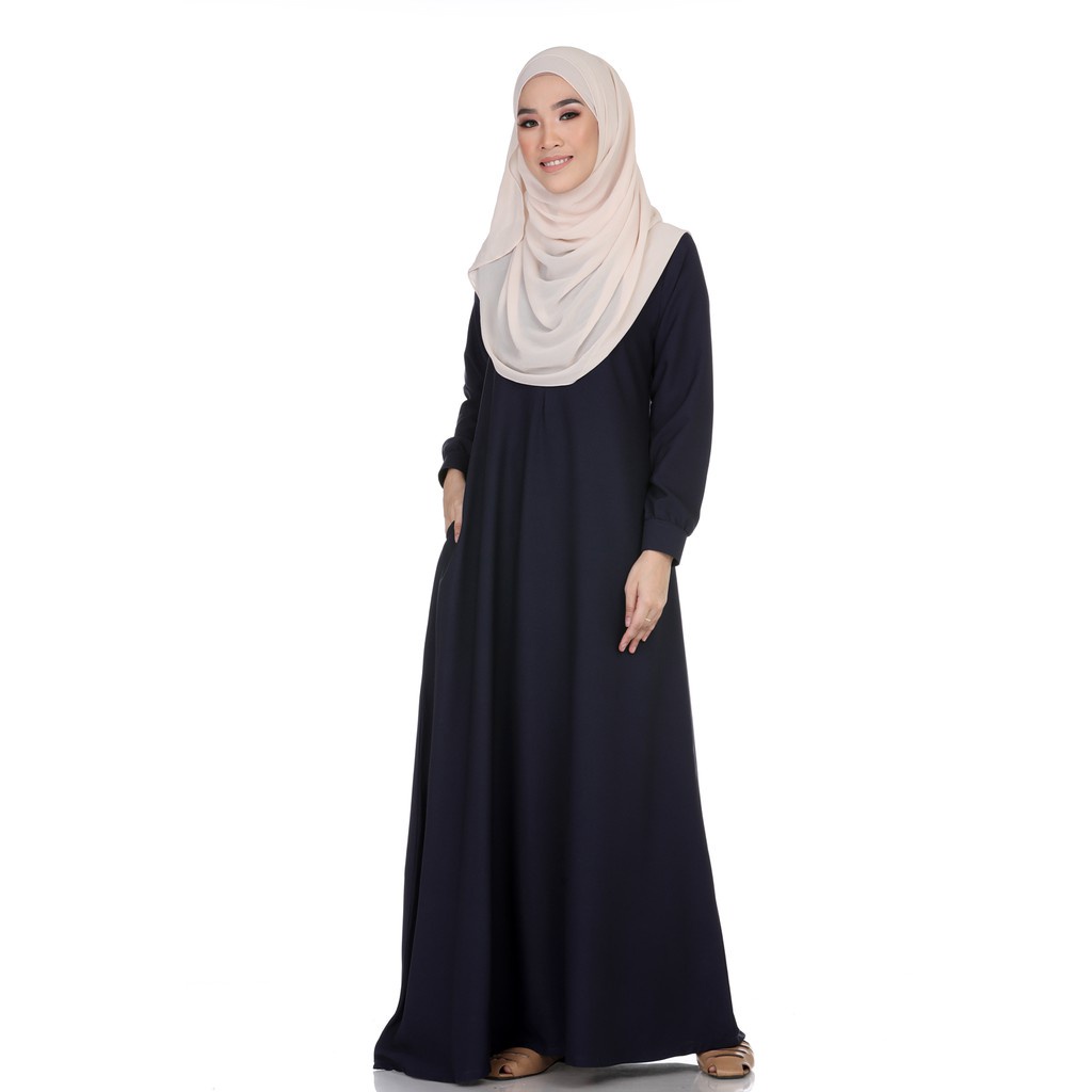 Jubah Muslimah Labuh Umrah Hitam Premium Plain Ironless Plus Size Abaya ...