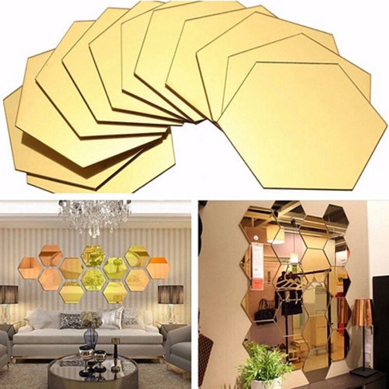 Multi Size Removable Acrylic Mirror Setting Hexagon Wall Sticker ...
