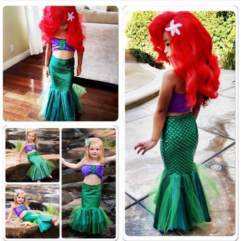 Ariel Little Mermaid Dress For Kids girl 7 years old Princess Cosplay ...