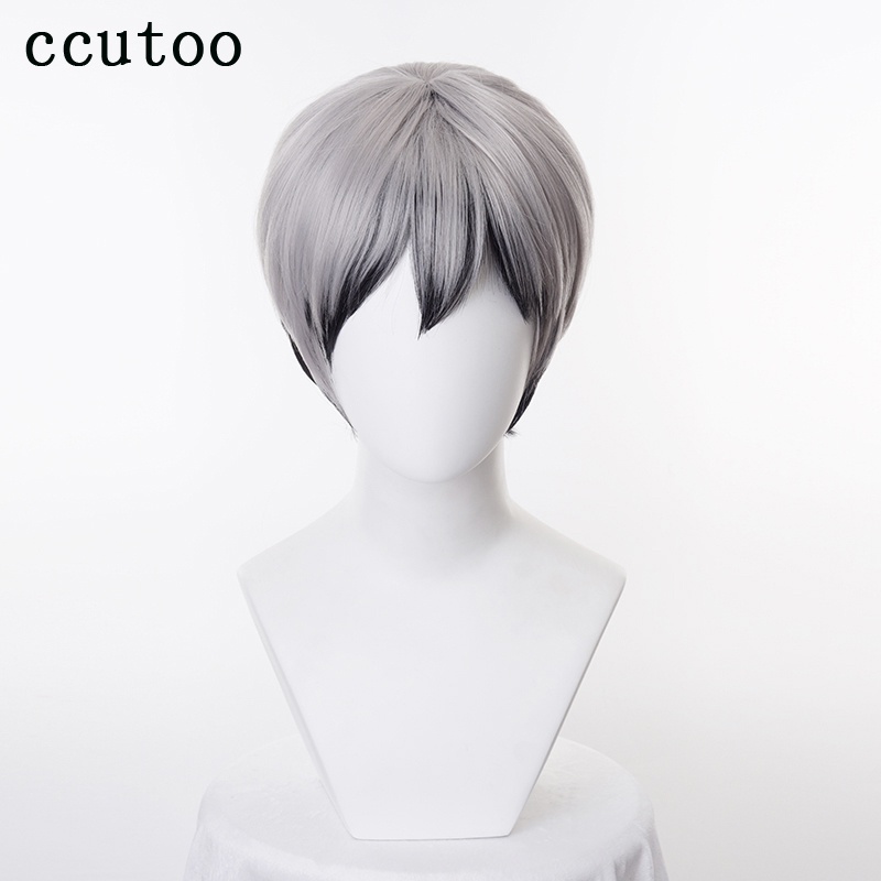 Kita Shinsuke Cosplay Perücke – Grau-schwarz, Kurz, Für Anime, Halloween Oder Partys
