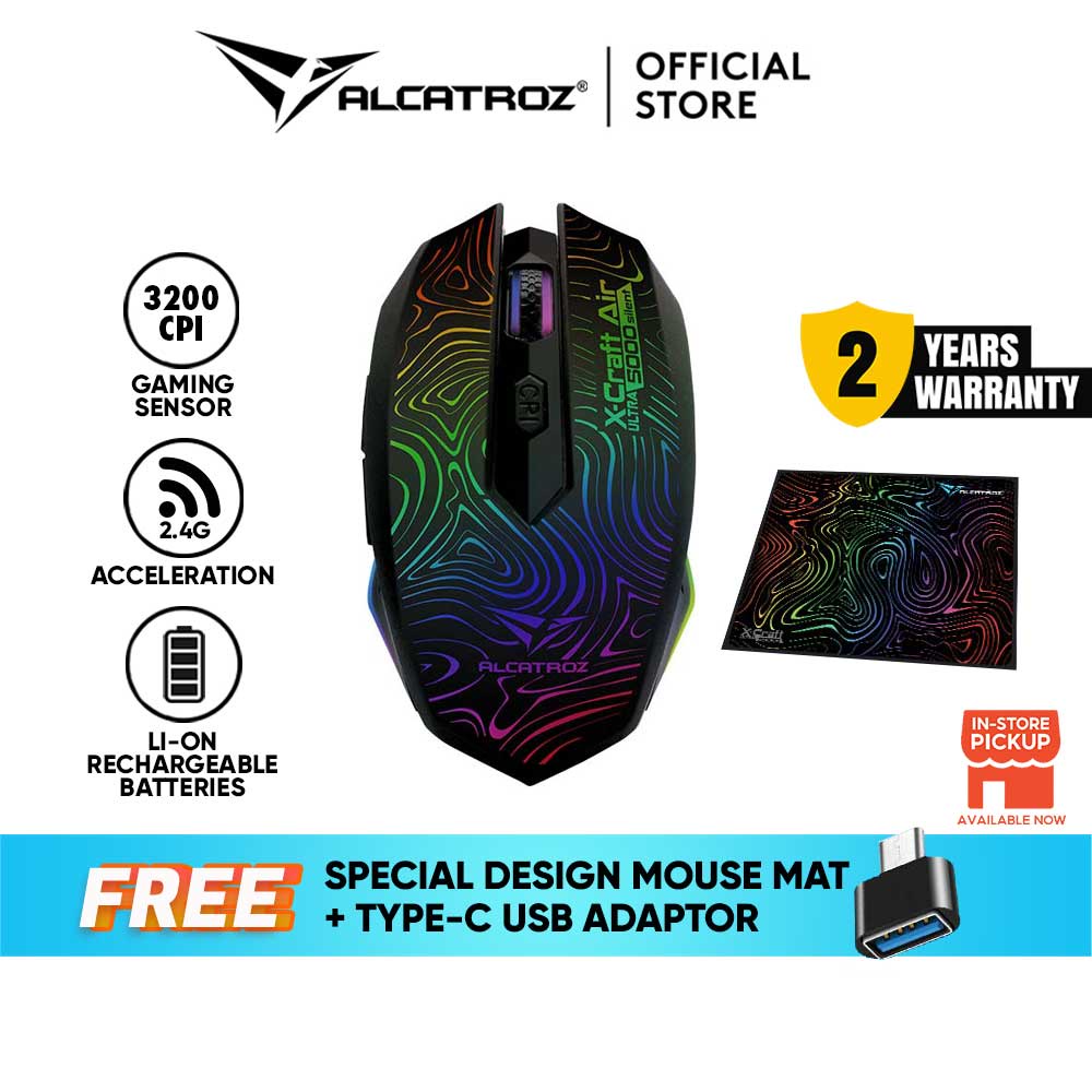 Alcatroz XCraft Air Ultra Silent Wireless Gaming Mouse 3200 CPI
