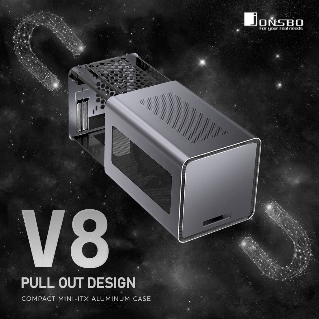 # Jonsbo V8 Compact Mini ITX Aluminum PC Case # [GRAY] | Shopee Malaysia