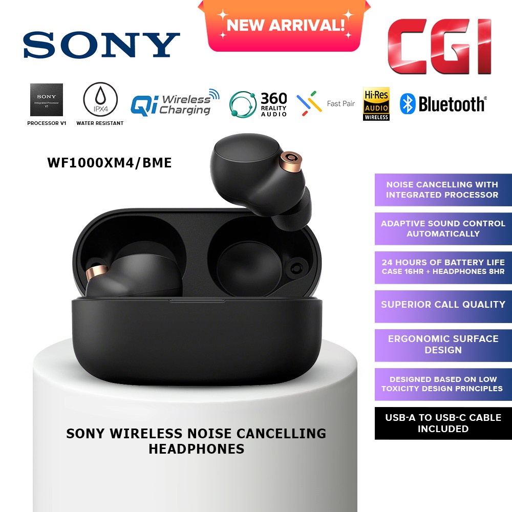 Sony WF-1000XM4 Black (New Battery) Sony WF1000XM4/BME Wireless