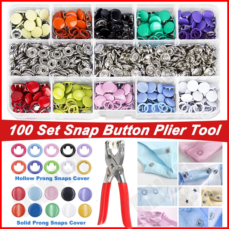 Heavy-Duty Snap Button Kit With Magnetic Pliers – 100 Brass Snap