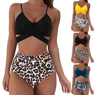 Bathing Suit Leopard Print 2PCS High Waist Quick Dry Swimming Suit Bath  Swimsuit