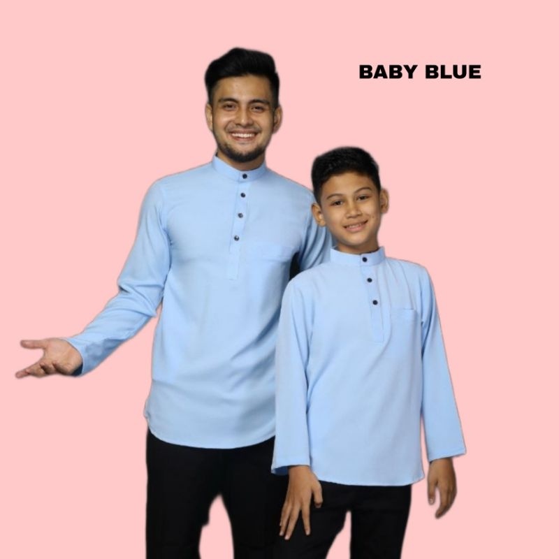 KURTA BABY BLUE SOFT BLUE RAFIDA CEKAK MUSANG & TELUK BELANGA KURTA ...