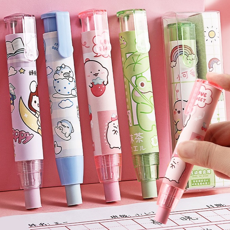 Cartoon Cute Retractable Pen Eraser Aesthetic Rubber Stick Erasers for ...