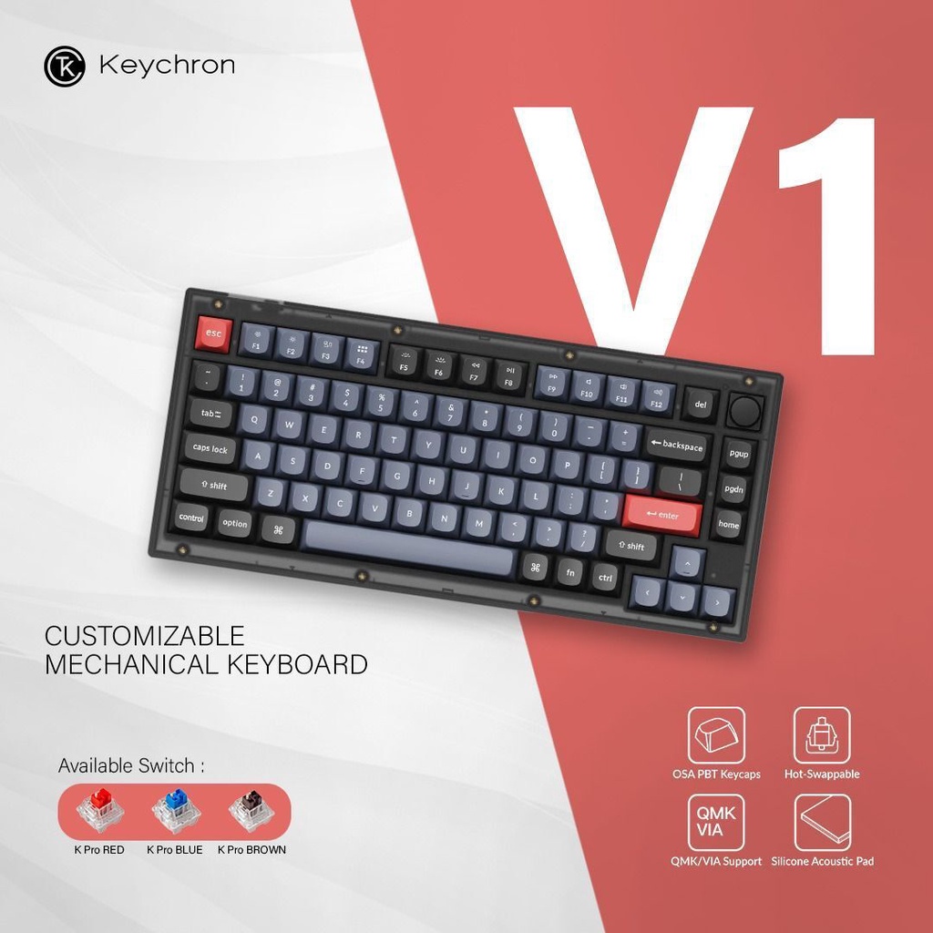 # Keychron V1 QMK Custom Mechanical Keyboard - Fully Assembled Knob ...