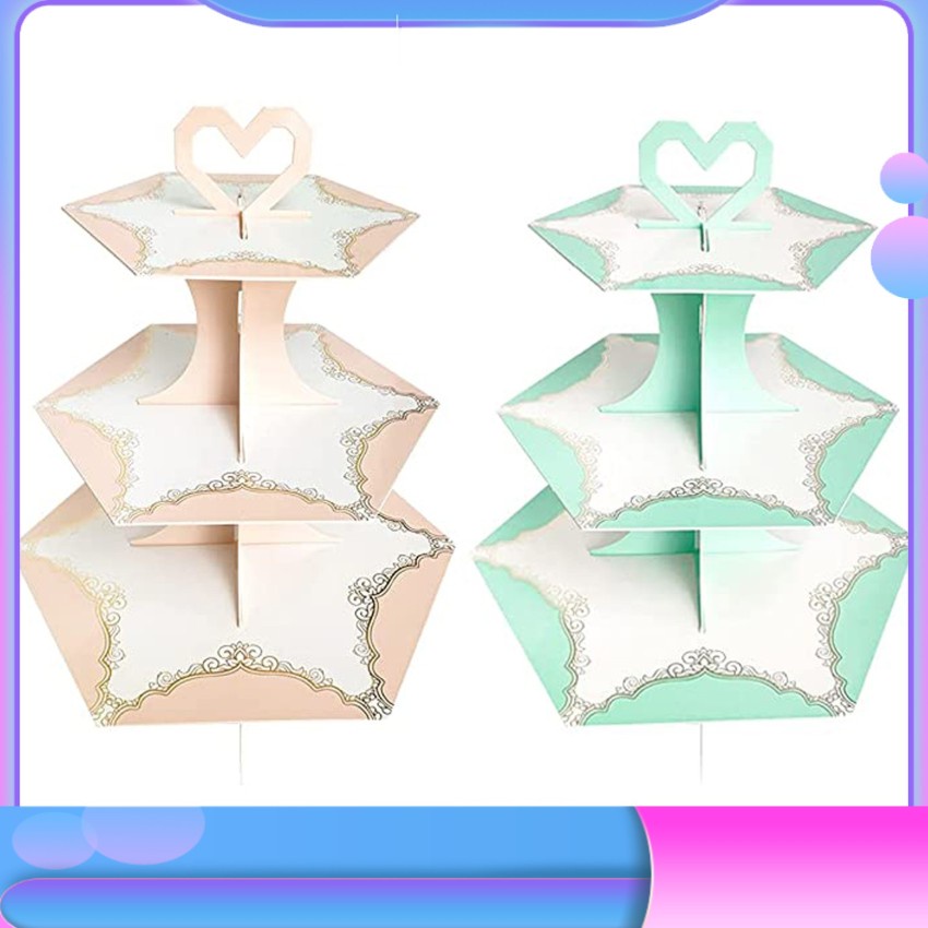 2 PACK 3 Tier Cardboard Cake Stand,Paper Cake Stand Set Cupcake Stands