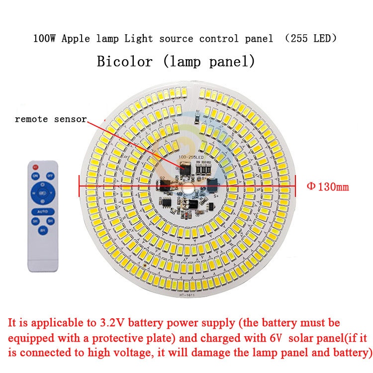 Solar ceiling light source panel connected with 3.2V battery and 6V ...