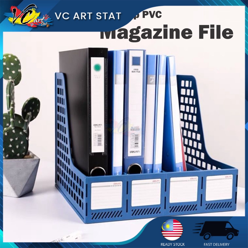 VC Art Plastic Magazine File 3 4 Sections Stand Holder For Storage Desk