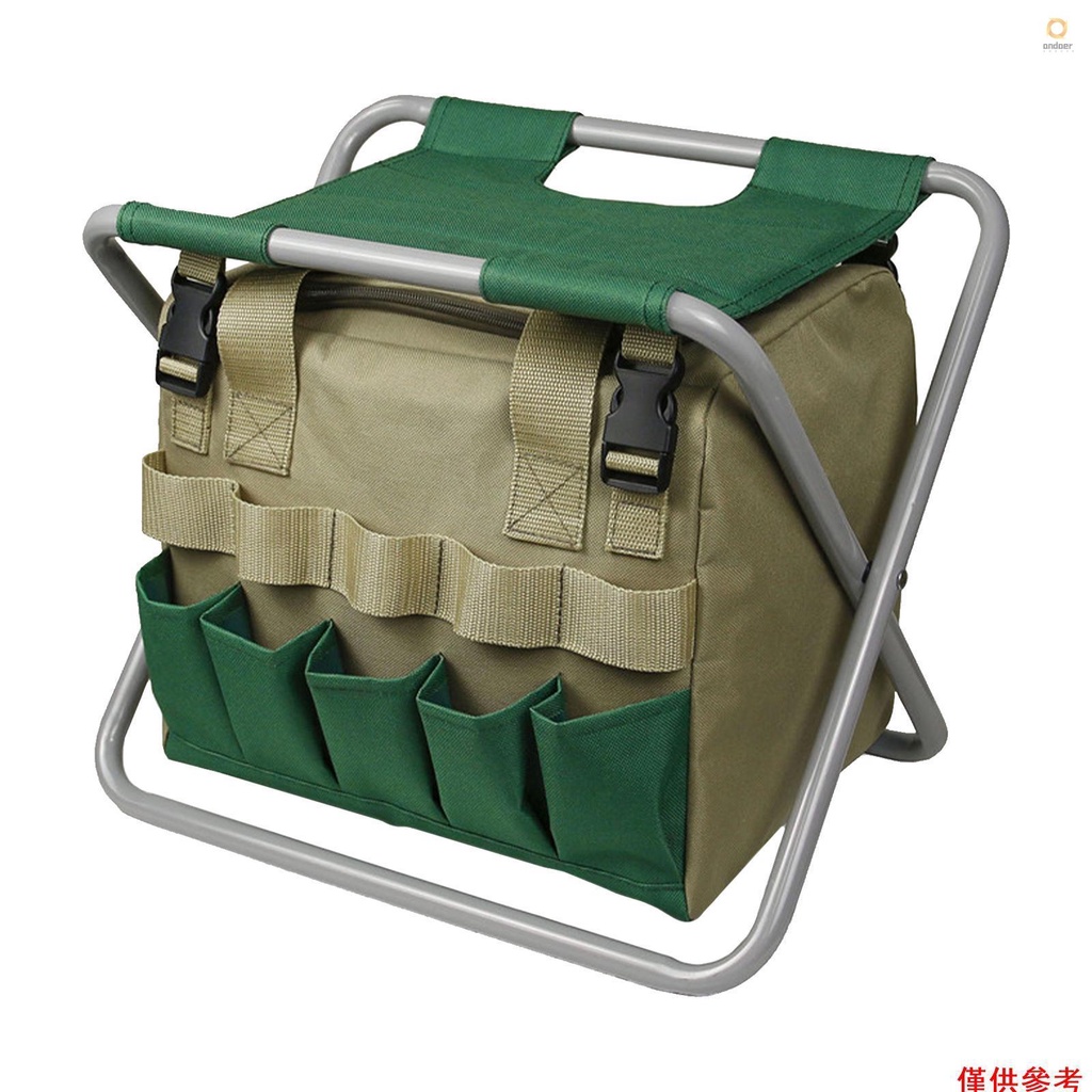 Gardening Tote Bag with Folding Stool Hand Tool Storage Bag Gardening ...