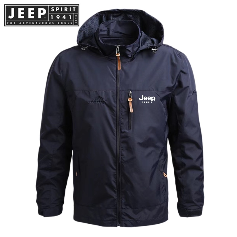 JEEP SPIRIT 1941 ESTD Men s Windbreaker Jackets Military Hooded Wind Breaker Casual Coat Male Clothing Windproof Autumn Spring Outwear Men Shopee Malaysia