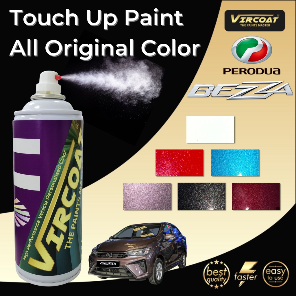 [ PERODUA Bezza Touch Up Paint All Colors ] VIRCOAT DIY Aerosol Bottle ...