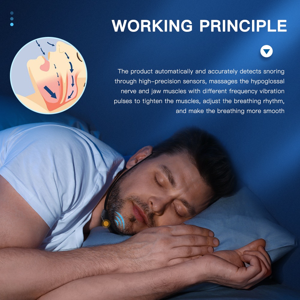 Smart Anti Snoring Device EMS Pulse Stop Snore Aid USB Rechargeable ...