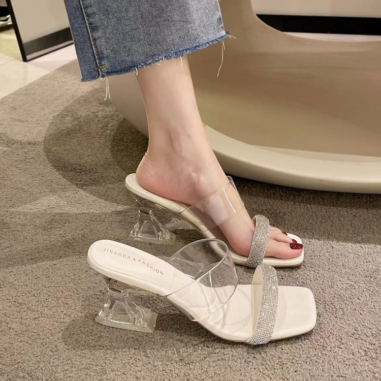 block heel rhinestone shoes