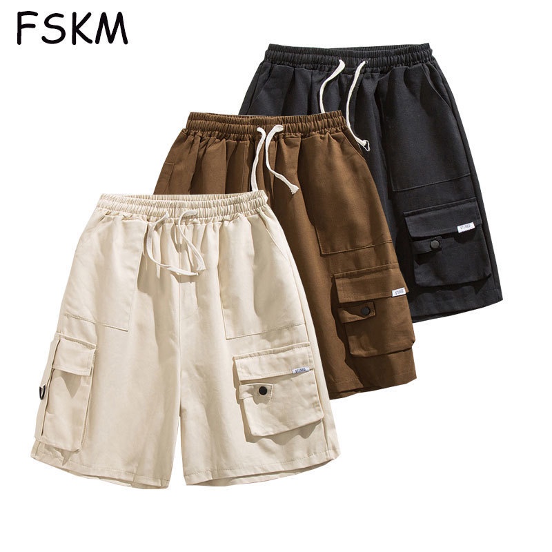 Cotton Cargo Short Pants Men Summer Loose Casual Multi-pocket Five ...