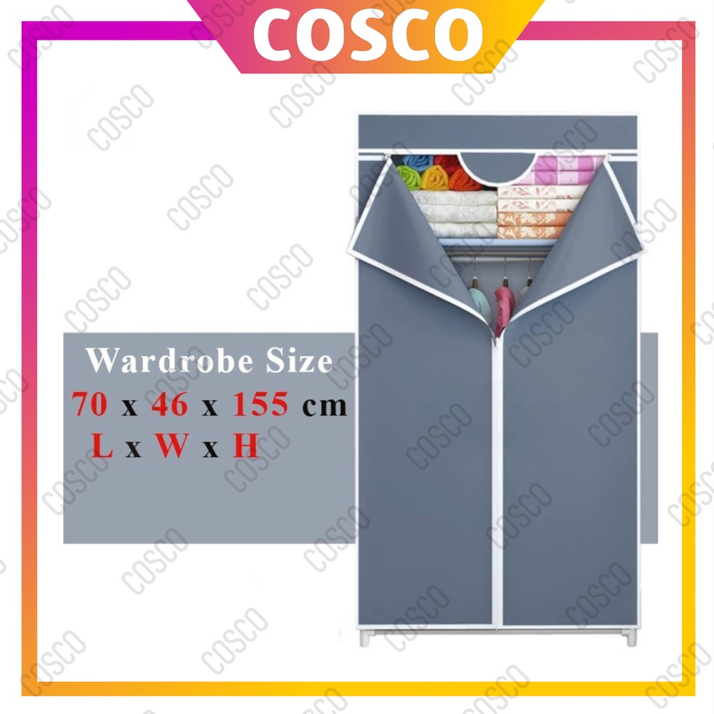 ✨Almari Baju✨ Waterproof Dust Cover Zipped Curtain Kain Wardrobe Large Zip Easy T-Shape Pelajar Staff Plastik Big CC02