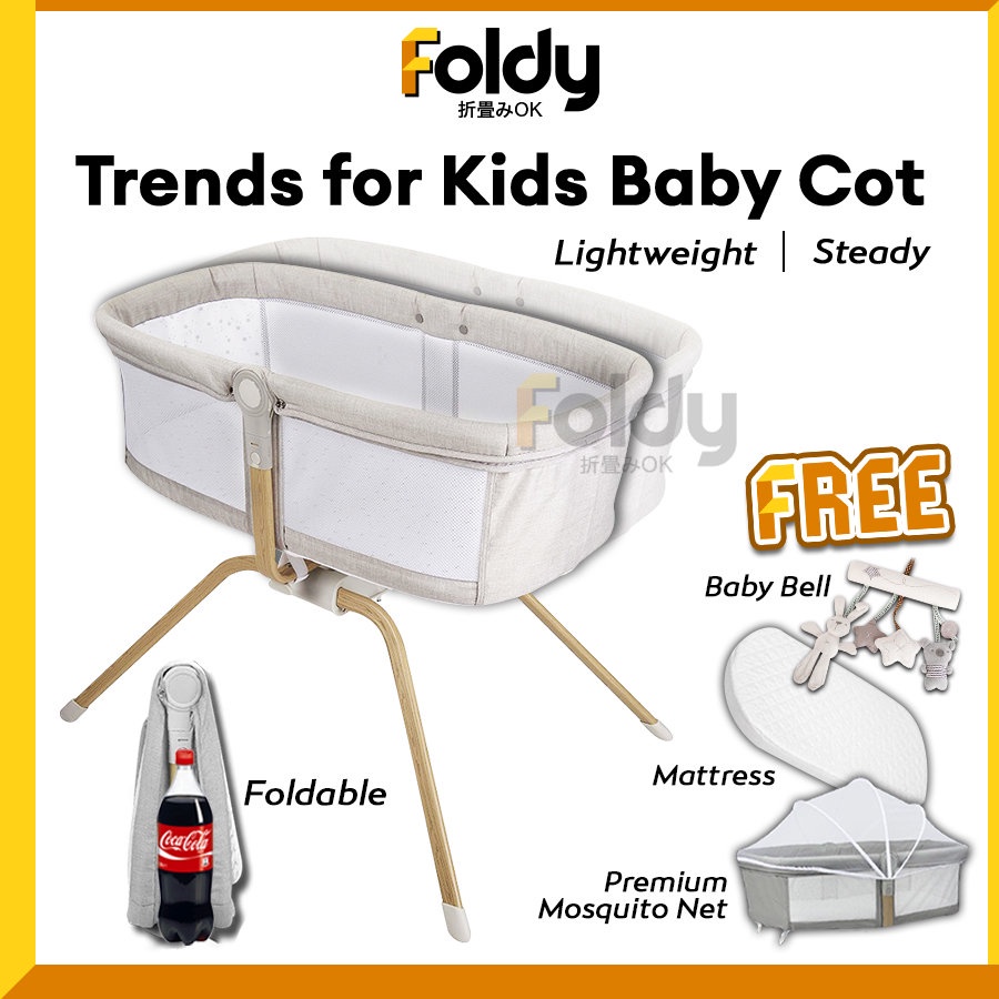 Trends For Kids Gliding Cot Baby Cot Katil Bayi Cradle Foldable Newborn Bed Slider Baby
