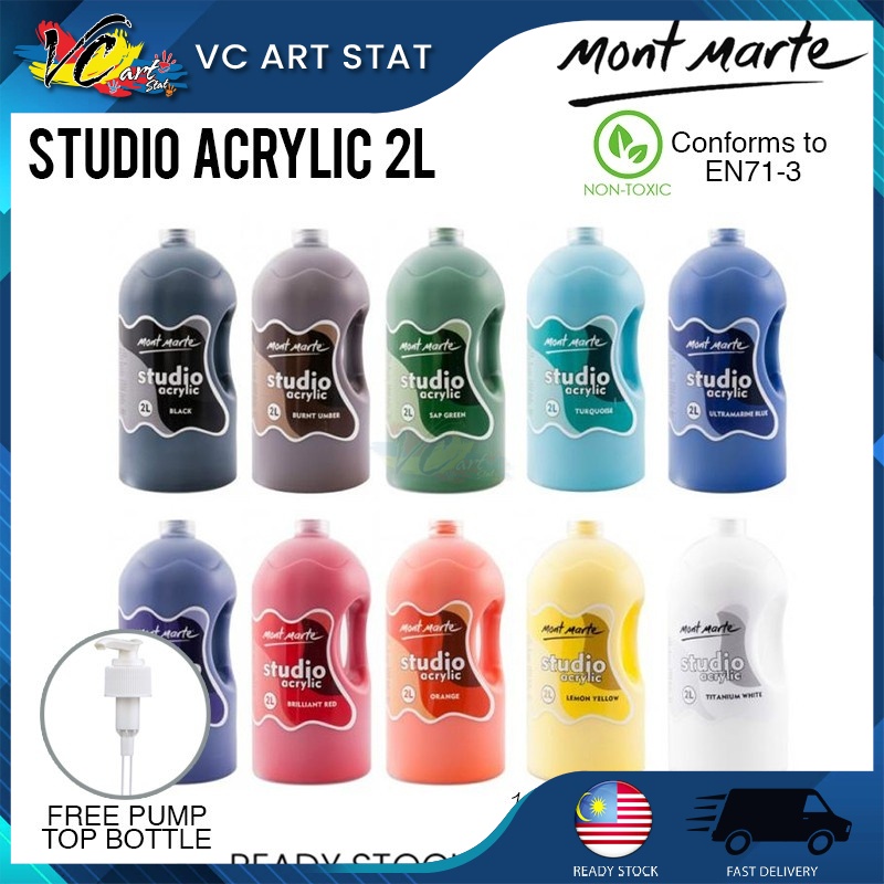 Mont Marte / Art Rangers Studio Acrylic Paint 2 Litre Waterproof Colors