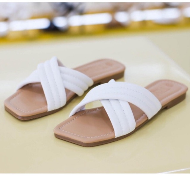 puffy cross sandals