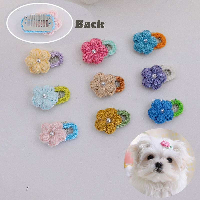WEBEEDY 20 Pcs Mixed Styles Small Dog Pink Hair Clips Cat Puppy Pet Hair Bows Hair Barrettes Crown Hairpin Party Birthday Grooming Christmas Hair Accessory Decor Gift