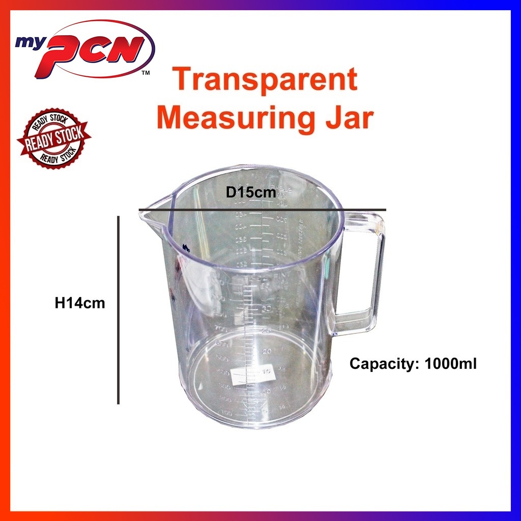 PCN AS Measuring Jug 1L/ Transparent Arcylic Plastic Measuring Jar With ...