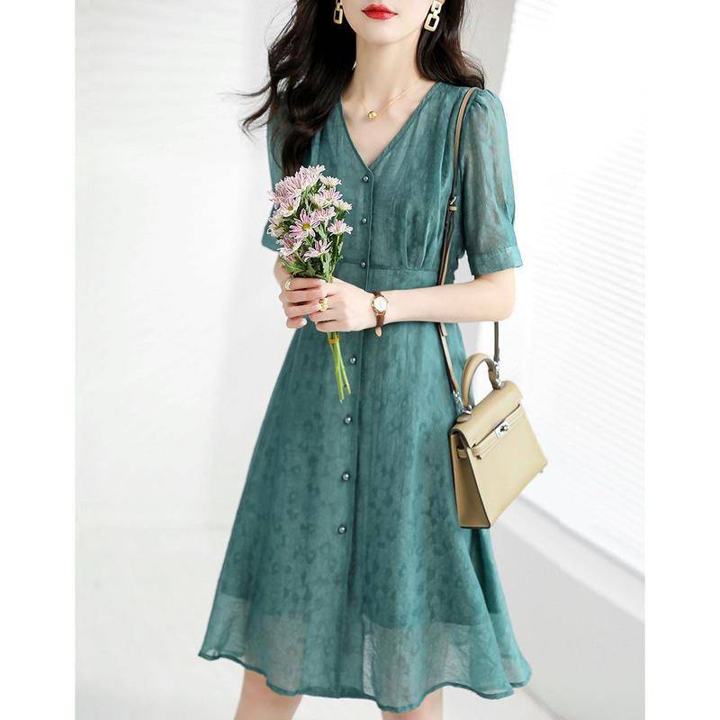 Women's Mid-Length Chiffon Dress Summer New Style Fashion Korean Style ...