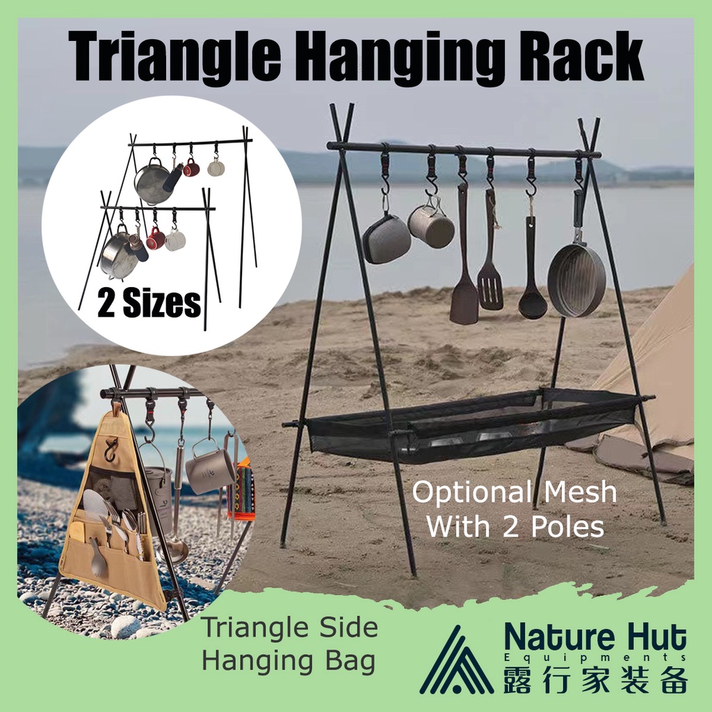 Single Rod Triangle Hanging Rack Camping Hanger Shelf Storage Outdoor ...