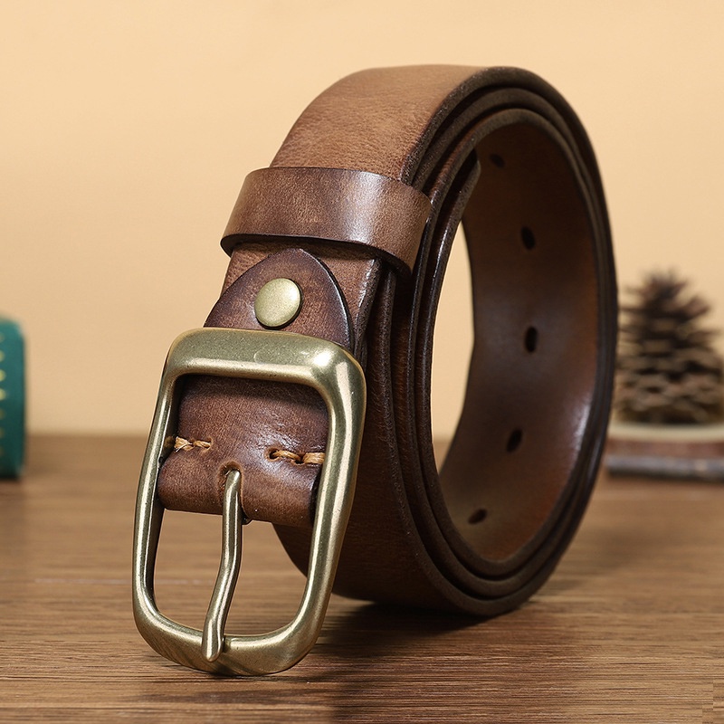 3.3CM Fashion Men High Quality Genuine Leather Belt Luxury Designer Belts Men New Copper Buckle Strap Male Jeans For Man Cowboy Shopee Malaysia