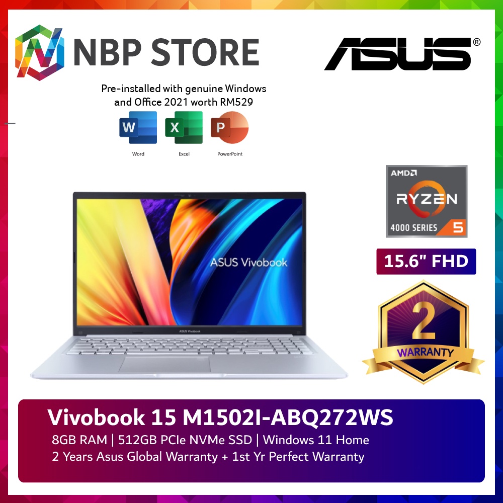 Asus Vivobook 15 M1502I-ABQ272WS 15.6'' FHD Laptop Icelight Silver ...