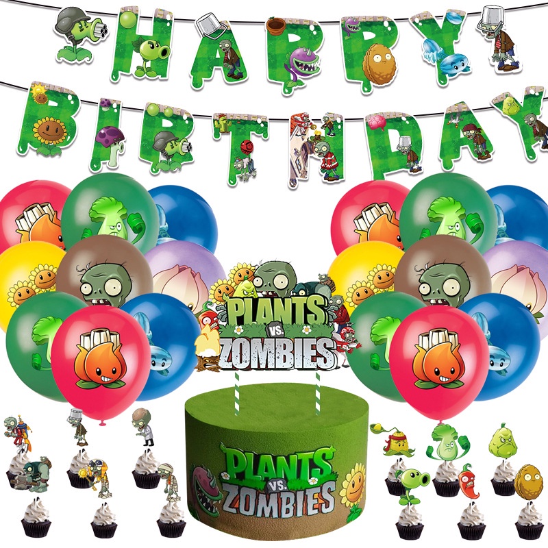 New Plants vs Zombies Plants vsZombies Theme Birthday Party Pull Flag ...