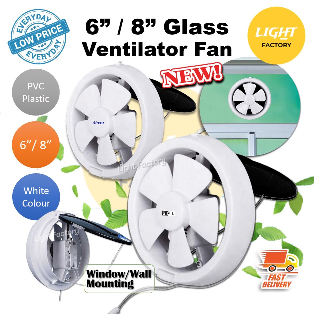 Glass Mounted Exhaust Ventilating Fan 6" 8" Wall Mounted Propeller