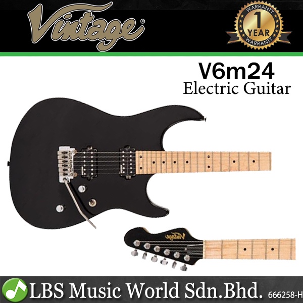 Vintage V6M24BK Reissued American Alder Body HH Pickup Electric Guitar ...