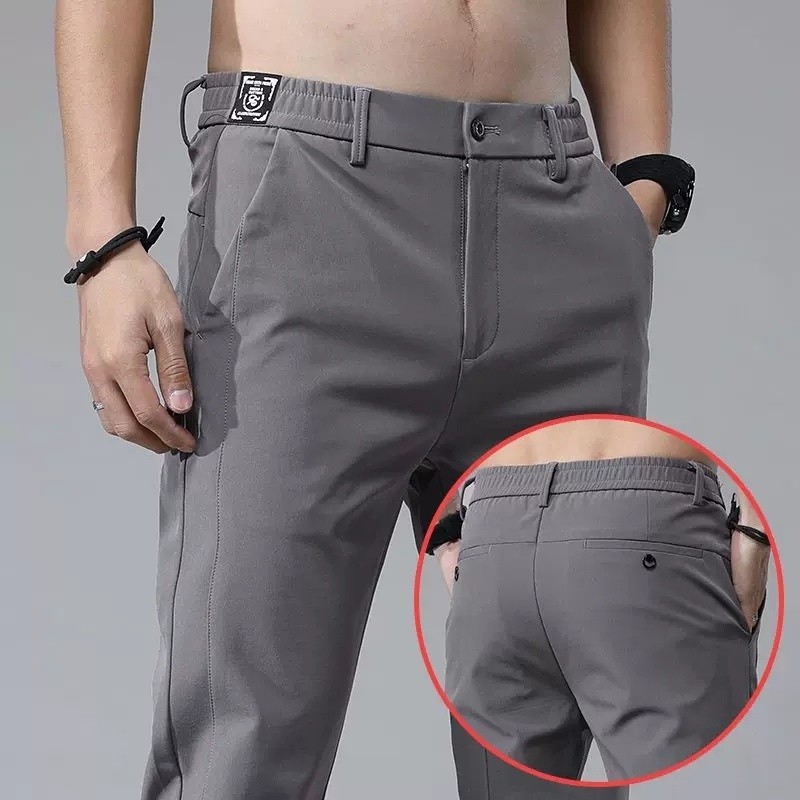Slim Fit Pants Men Fashion Plus Size Straight Cut Office Business ...