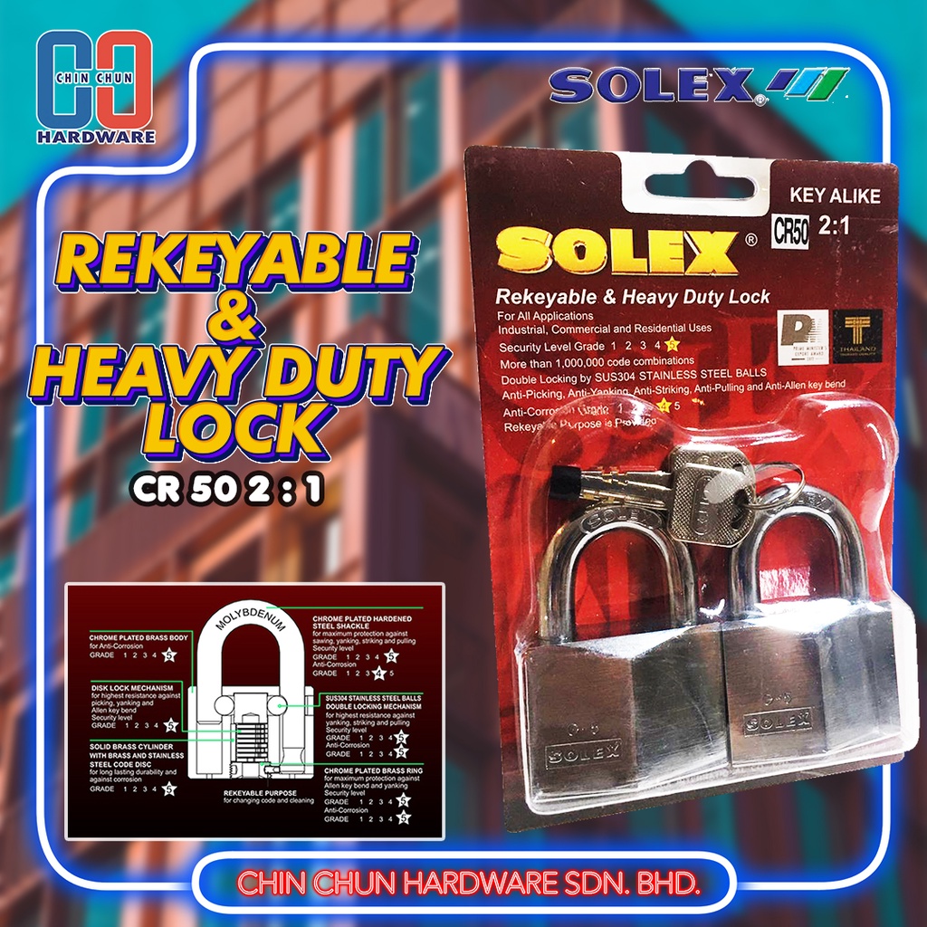 SOLEX CR50 2'1 50MM 2PCS SOLEX KA502CR KEYALIKE SET (CR50-G5 ...