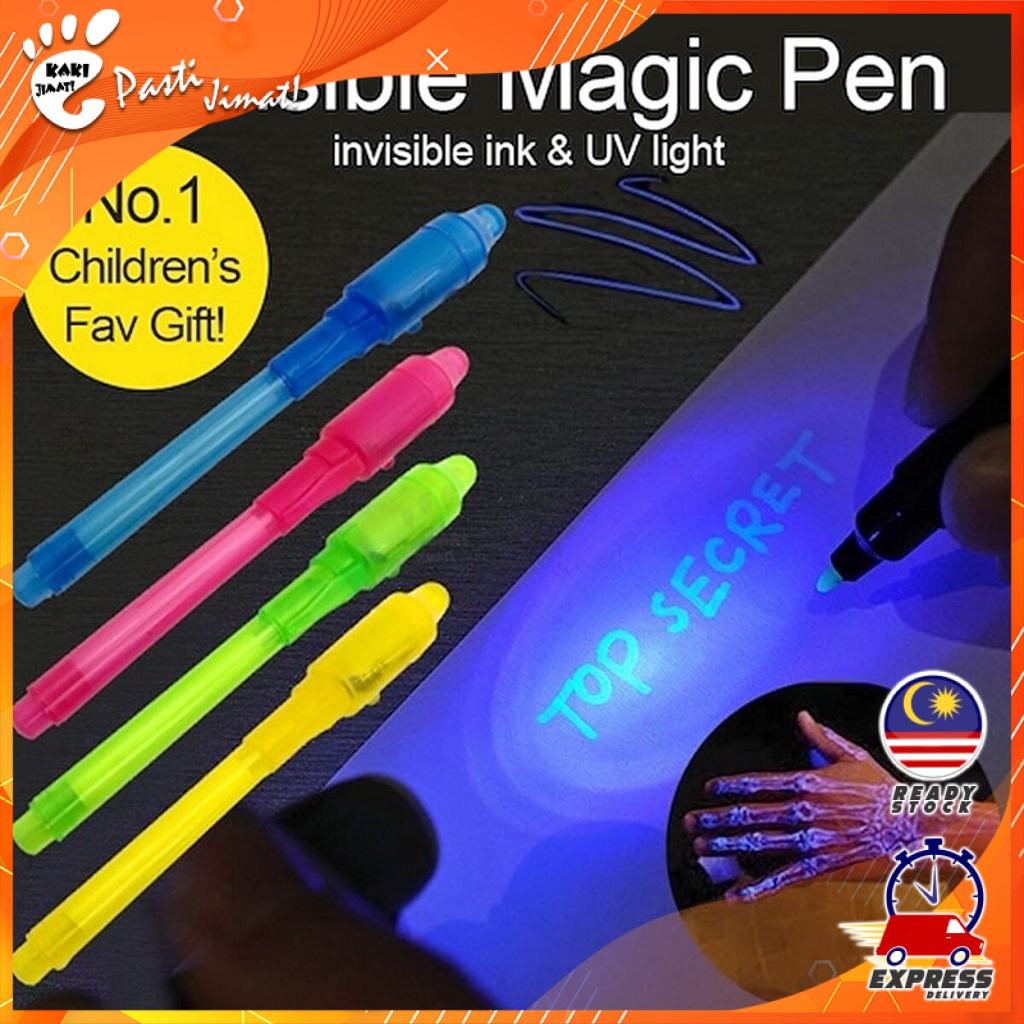 KakiJimat Invisible Ink Spy Pen with UV Light Blacklight Pens Write On
