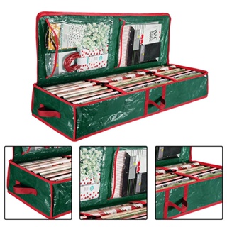 Wrapping Paper Storage Containers, Under Bed Christmas Paper Storage, Christmas Decoration Holder Storage With Two Pockets For Gift Bows,  Pendants