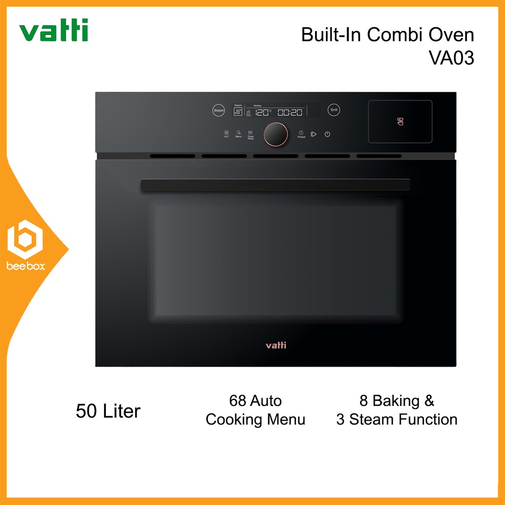 Vatti VA03 50L Buildin Combi Oven with 3 Steam Functions, 8 Baking