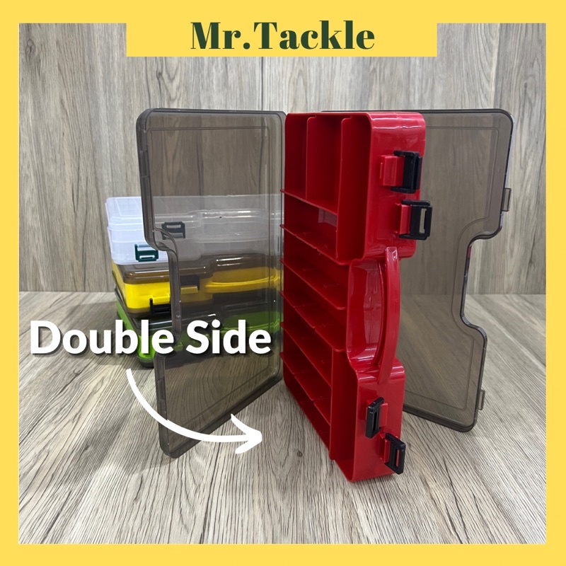 MR.T】 29x21x5.7cm Double Sided Tackle Box Lures Box Pancing Kotak Alat  Mancing Box Fishing Box