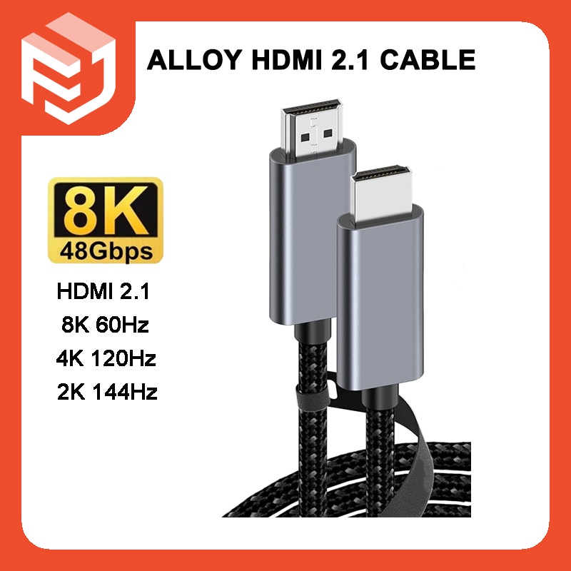 Alloy HDMI Cable 2.1 48Gbps High Speed 8K120Hz 4K60Hz 3D for HDTV Laptop PS4 Bluray Xbox PC