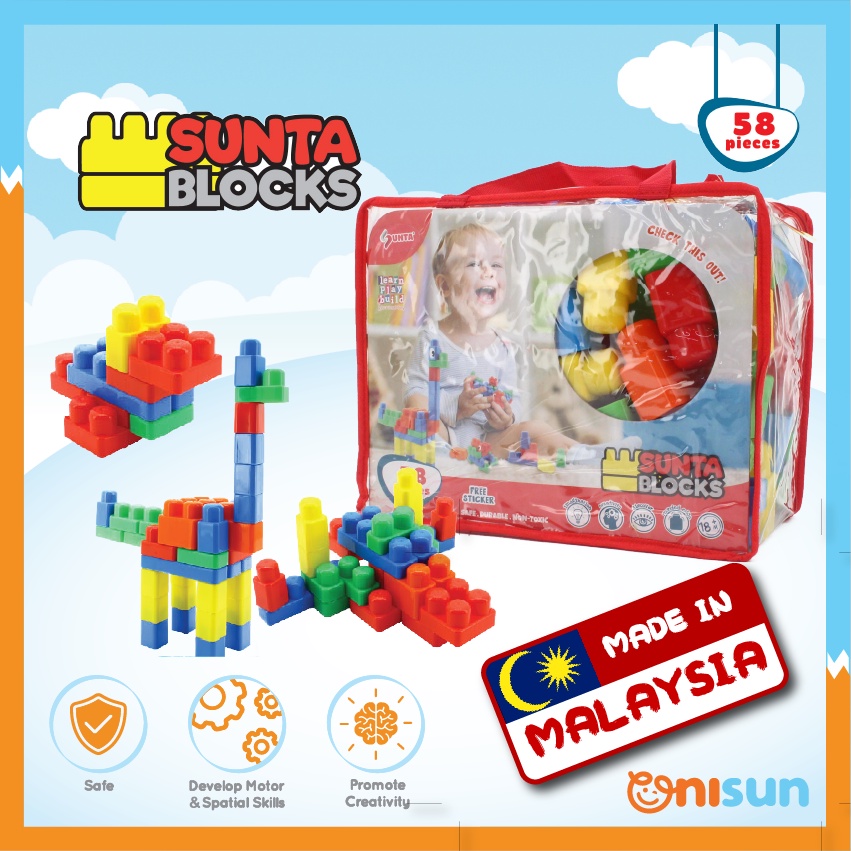 SUNTA Rounded Edge Building Blocks 58/78pcs (Mainan Budak) | Shopee ...