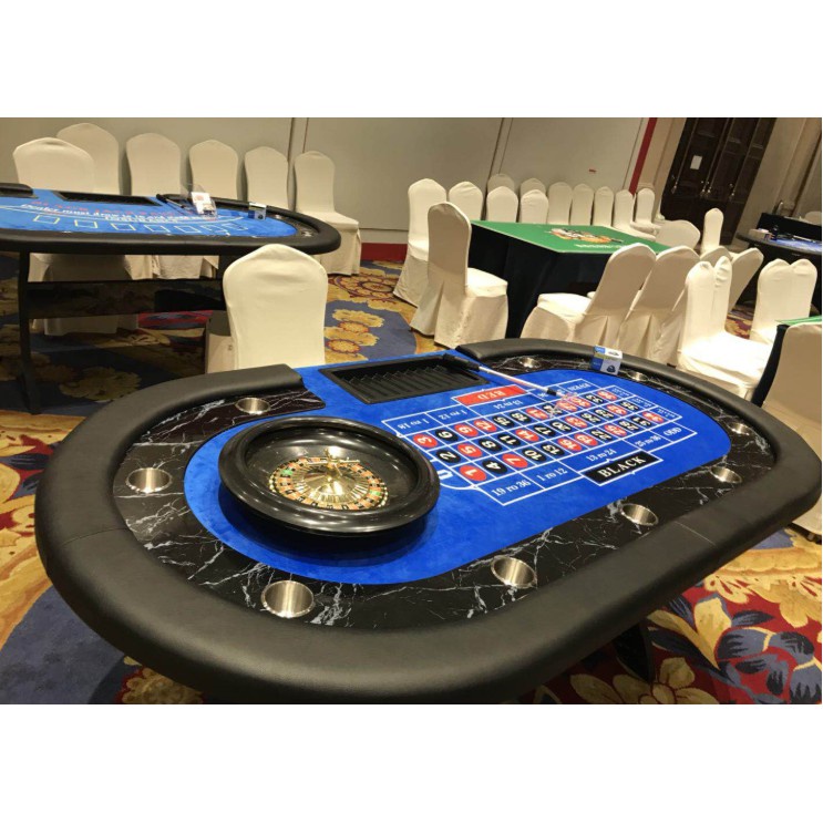 240x120x72cm BLUE Poker Table Deep Stack Desk Roulette Blackjack ...