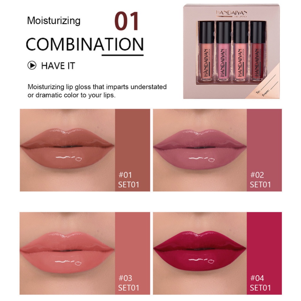 69toyshop] HANDAIYAN 4 in1 Matte Liquid Lip Gloss Set Waterproof