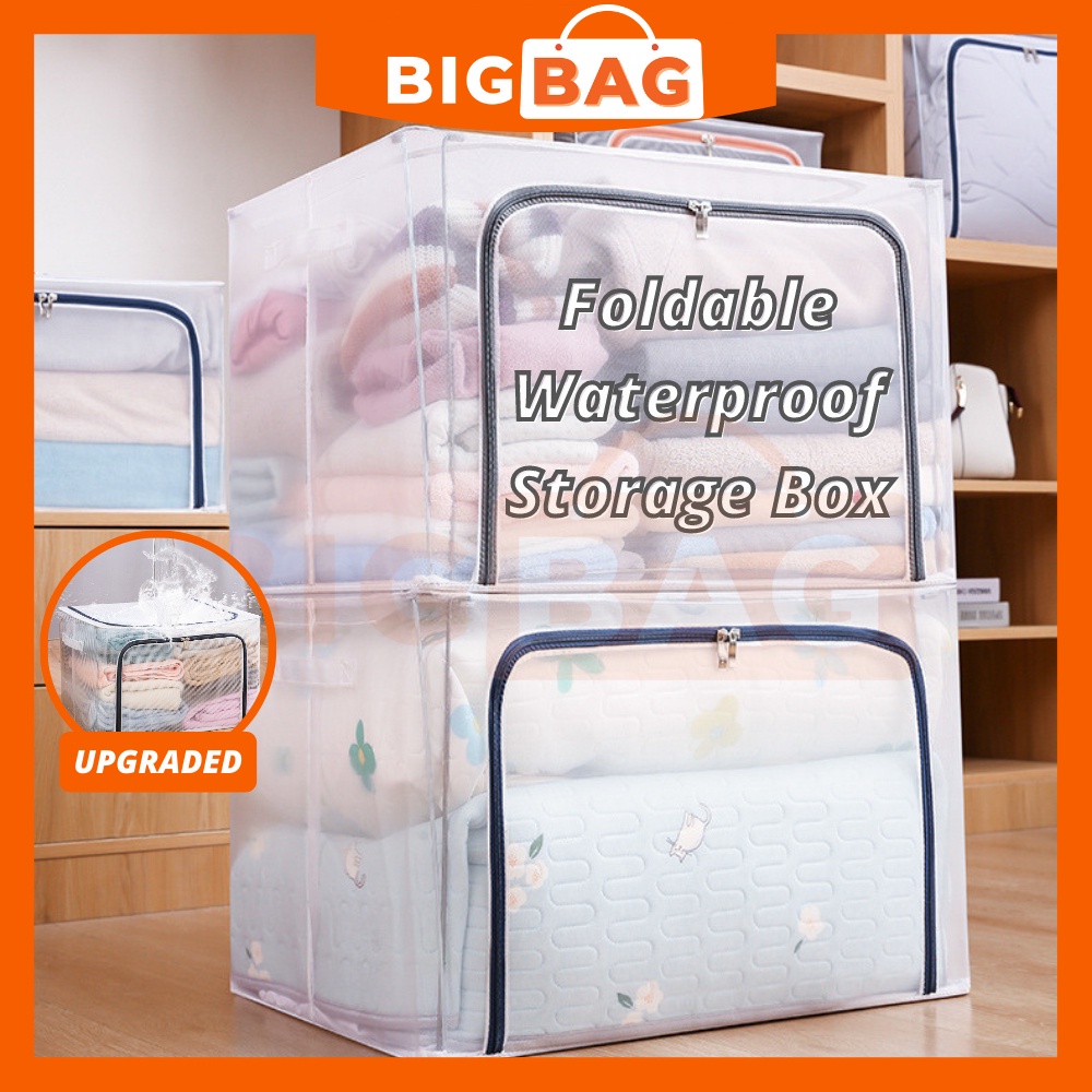 Transparent Storage Box Foldable Clothes Storage Box Waterproof Kotak ...