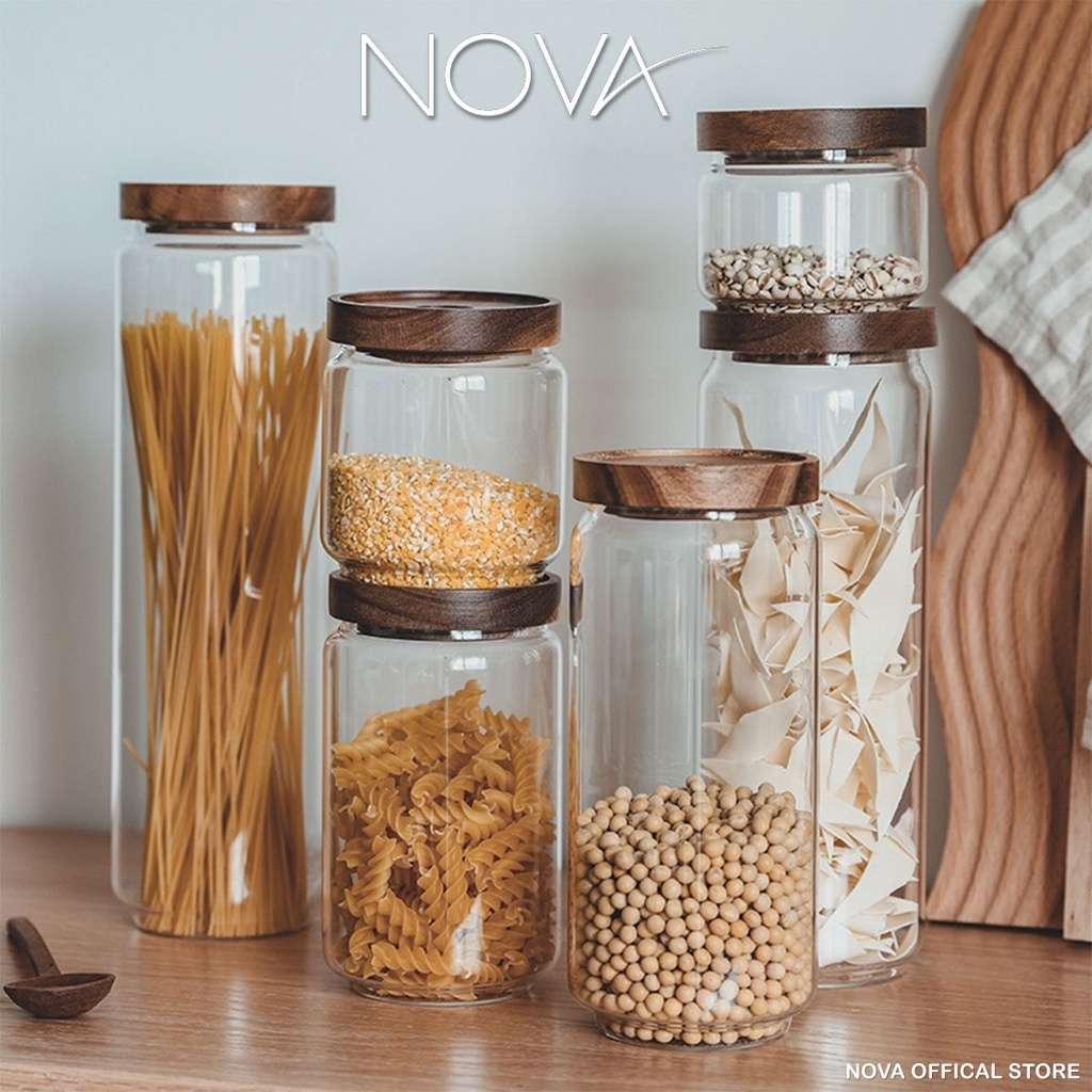 NOVA Kitchen Glass Storage Jars Food Grain Sealed Glass Jars Coffee