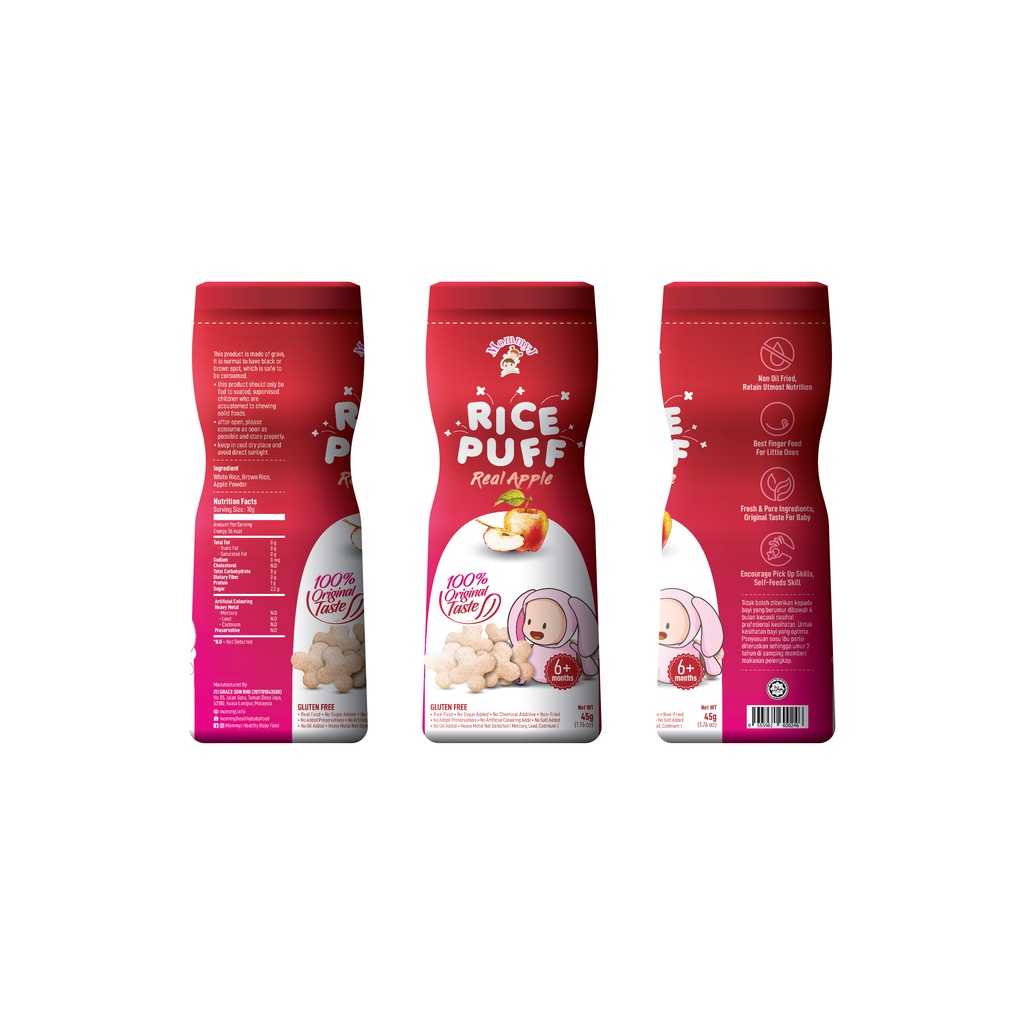 MOMMYJ Real Apple Pure Rice Puffs / Baby Puff/ Baby healthy Snack ...