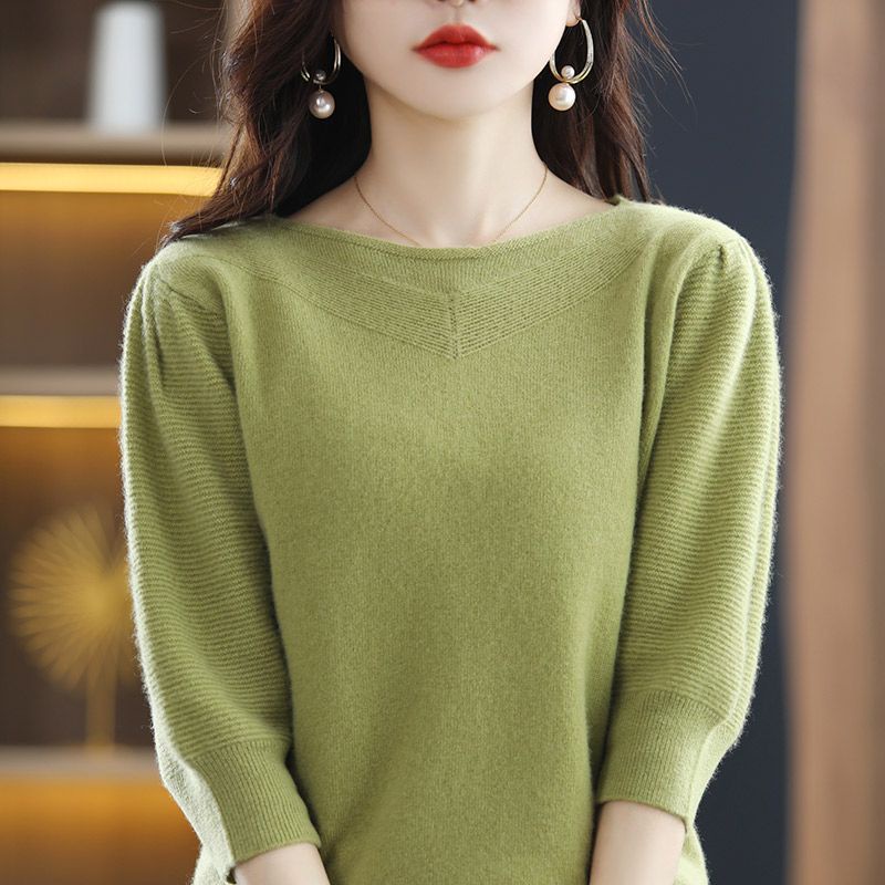 Ice Silk Round Neck Simple Solid Color Short-sleeved Loose Knitted ...