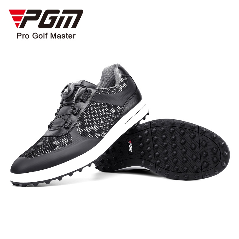 PGM Golf knob laces non slip casual black men shoe with 3D printed