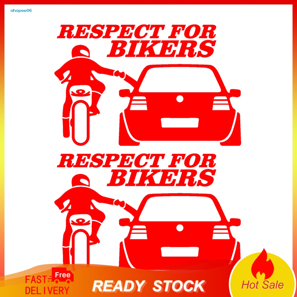 Sdru 2pcsset Respect For Bikers Funny Car Body Bumper Vinyl Decor Decal Sticker Shopee Malaysia